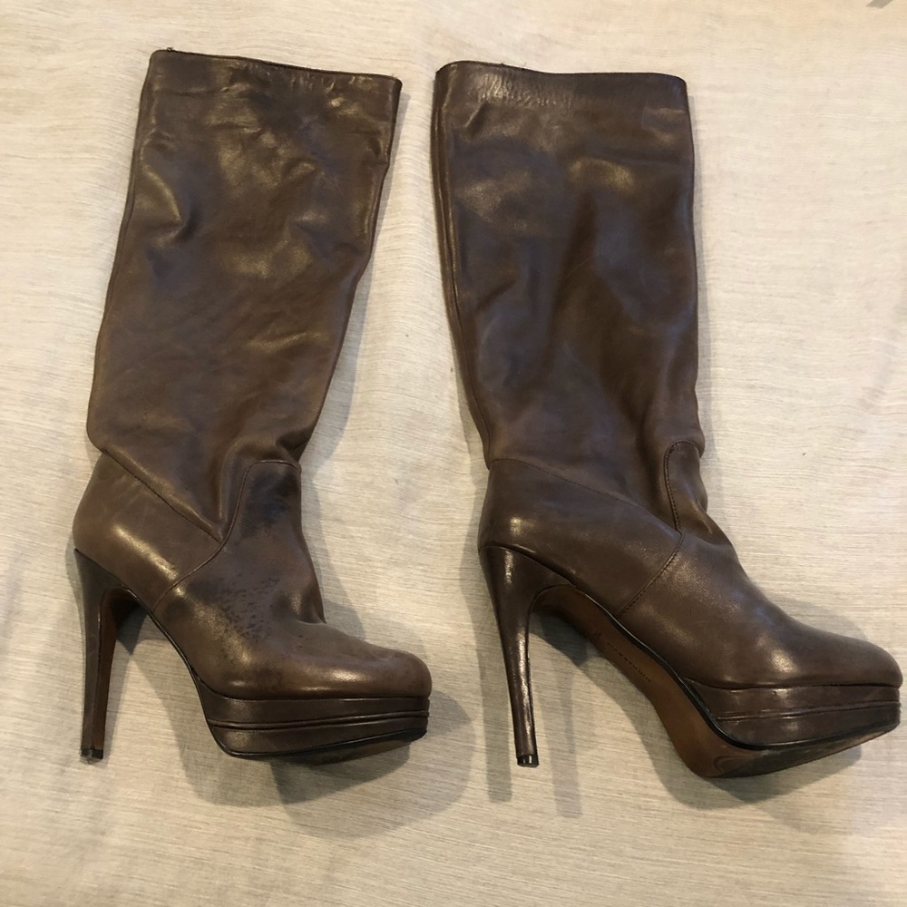 Brown leather boots